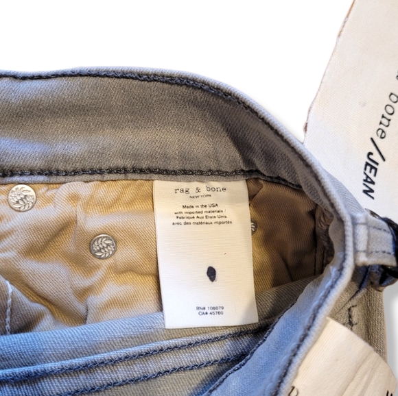 Rag & Bone Denim Burmese Gray Ankle Skinny Jean Raw Hem Sz 25 - Picture 7 of 10